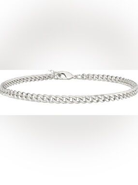 #129 Gold Plated Silver Cuban Chain Bracelet - Silver